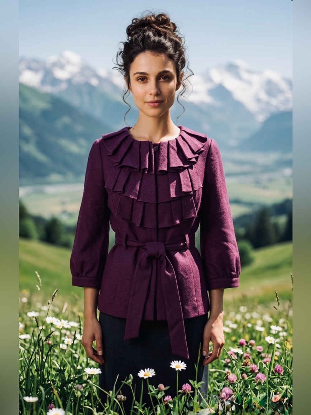 Anthropologie Tabitha Foliage Finder wool blend ruffle Jacket